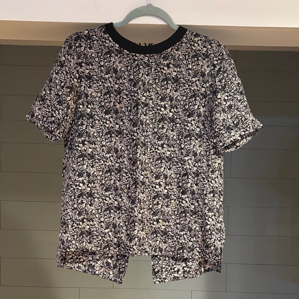 Theory‎ Black and White Floral Blouse